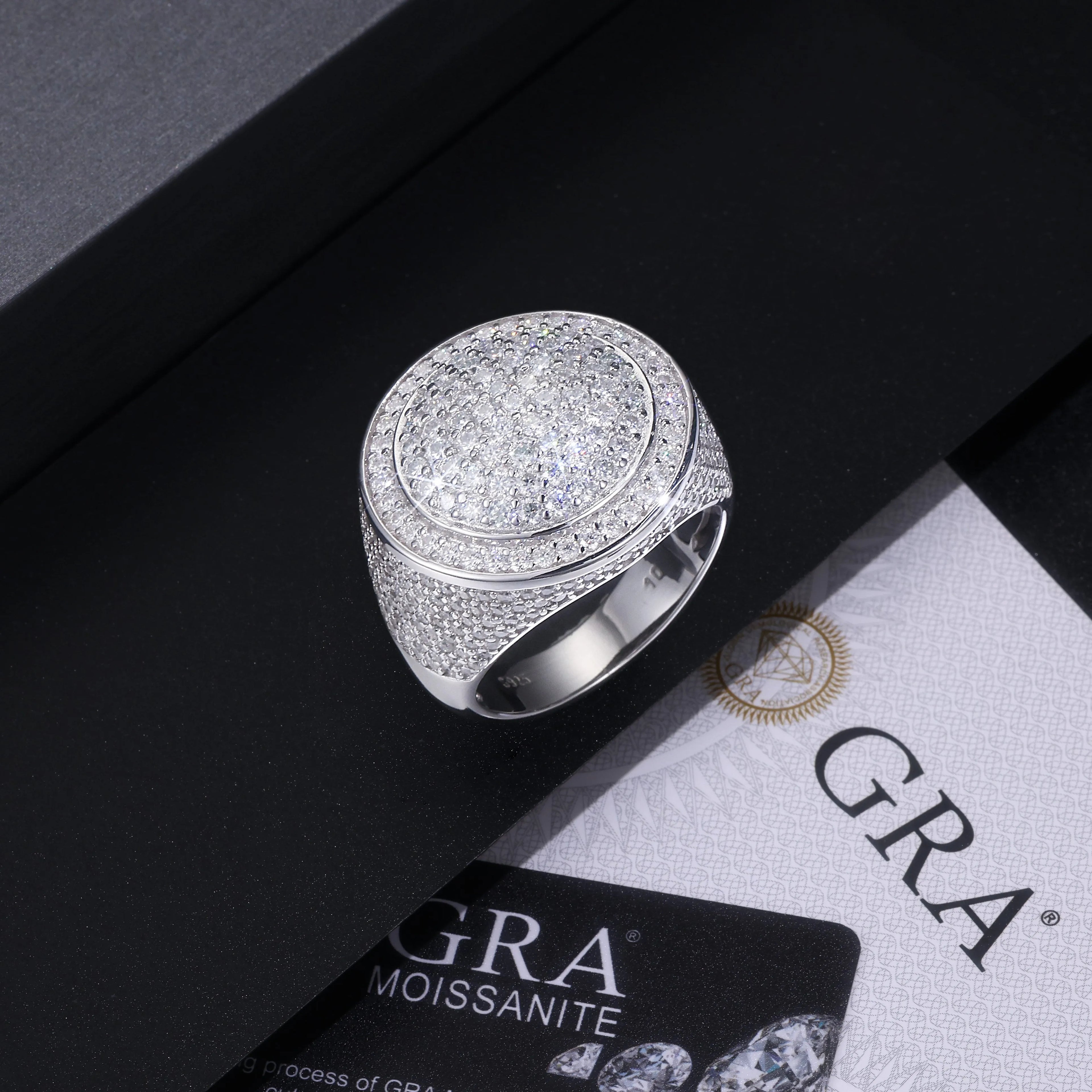 The King Of Hip-hop men's ring set with moissanite stone S925 silver platinum plating gift box
