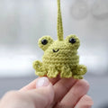 Handmade woven frog car pendant in plush material with colourful options