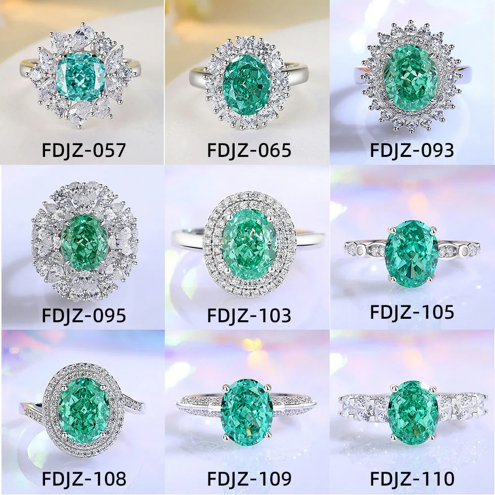 S925 sterling silver emerald ring with Palaibahao inlaid high carbon diamond geometric design