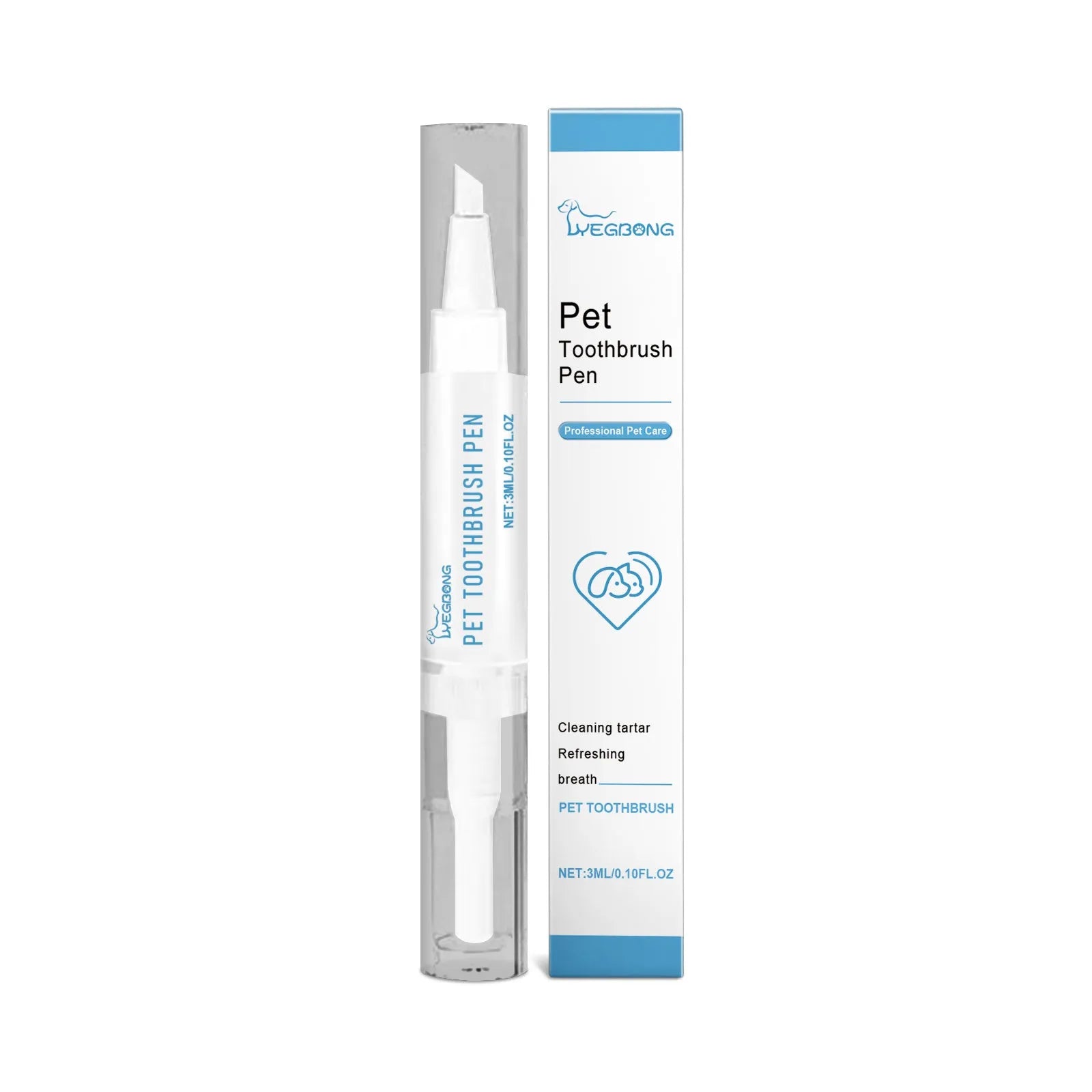 Pet teeth cleaning and care brush measuring 1.1cm by 12.5cm with cleaning brush for dental hygiene