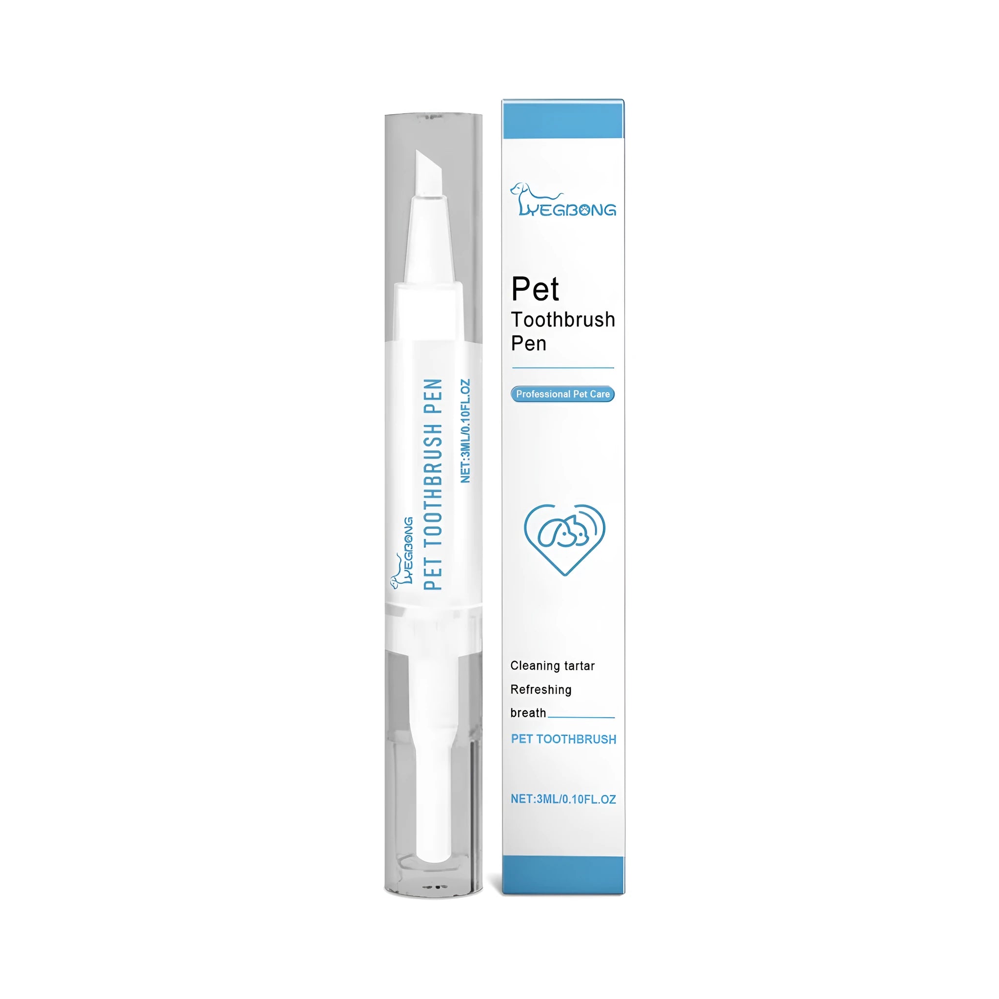 Pet teeth cleaning and care brush measuring 1.1cm by 12.5cm with cleaning brush for dental hygiene