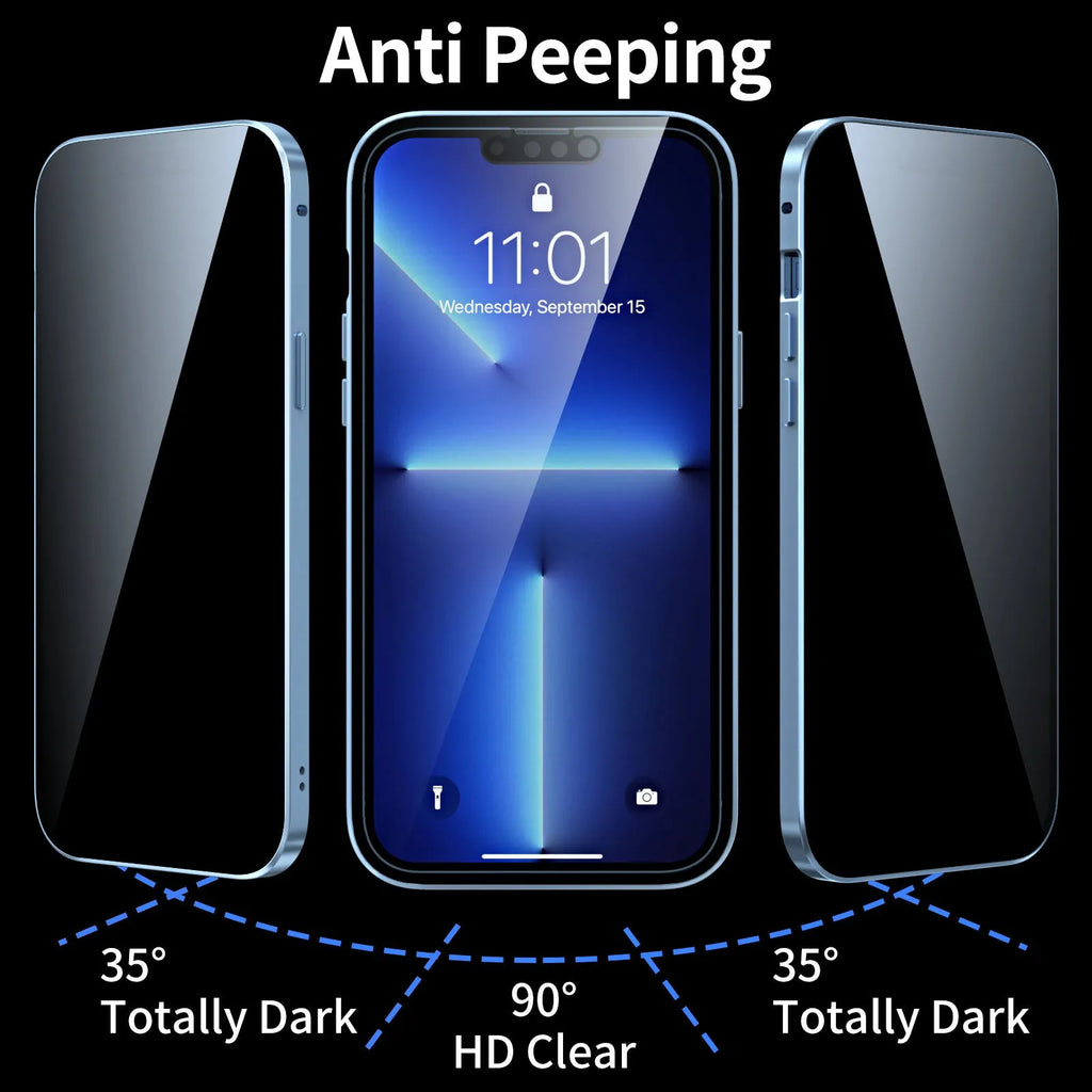 Black magneto iPhone case with metal frame for iPhone 14 Pro on a table