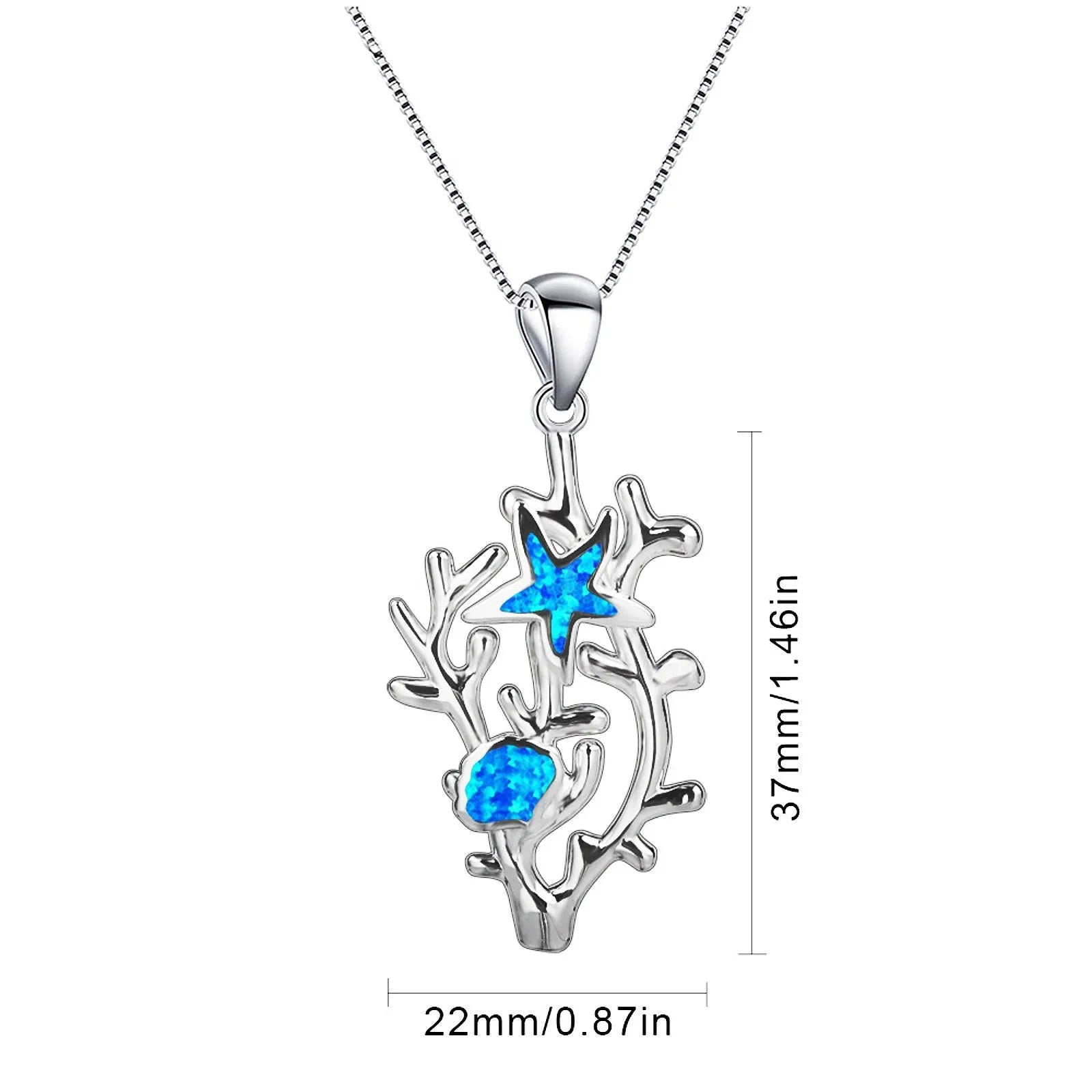 Blue sea cucumber pendant necklace on copper chain with electroplated blue finish