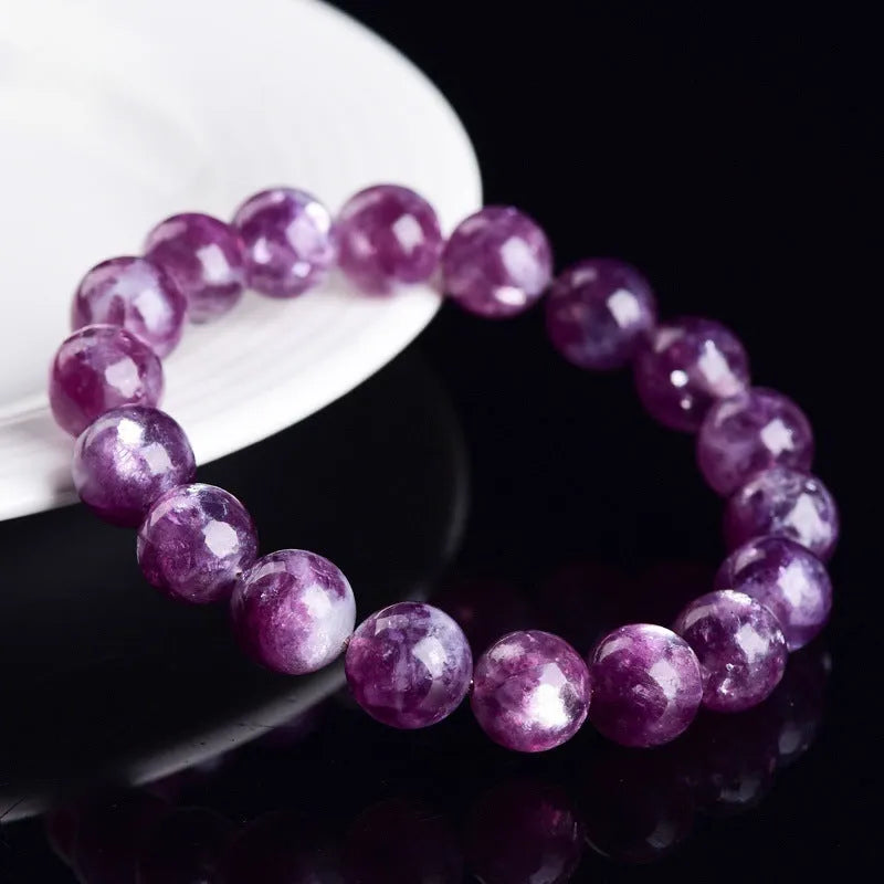 Purple crystal bracelet with polished geometric beads in unisex Korean-style design