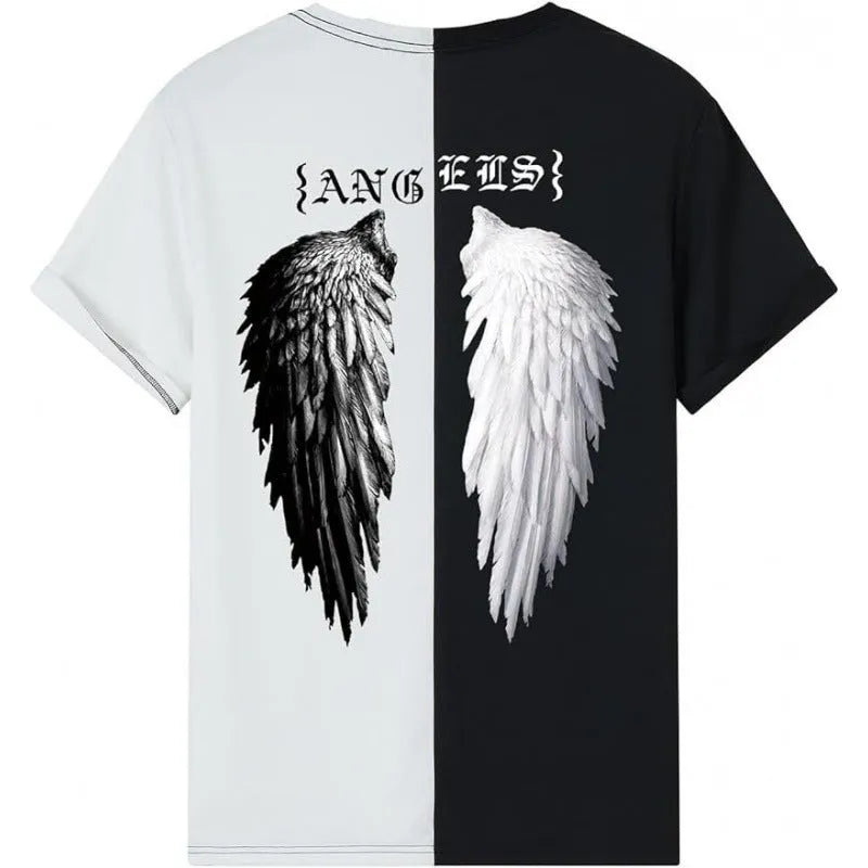 Men's printed short-sleeved sports T-shirt with digital pattern on polyester flat mop cloth