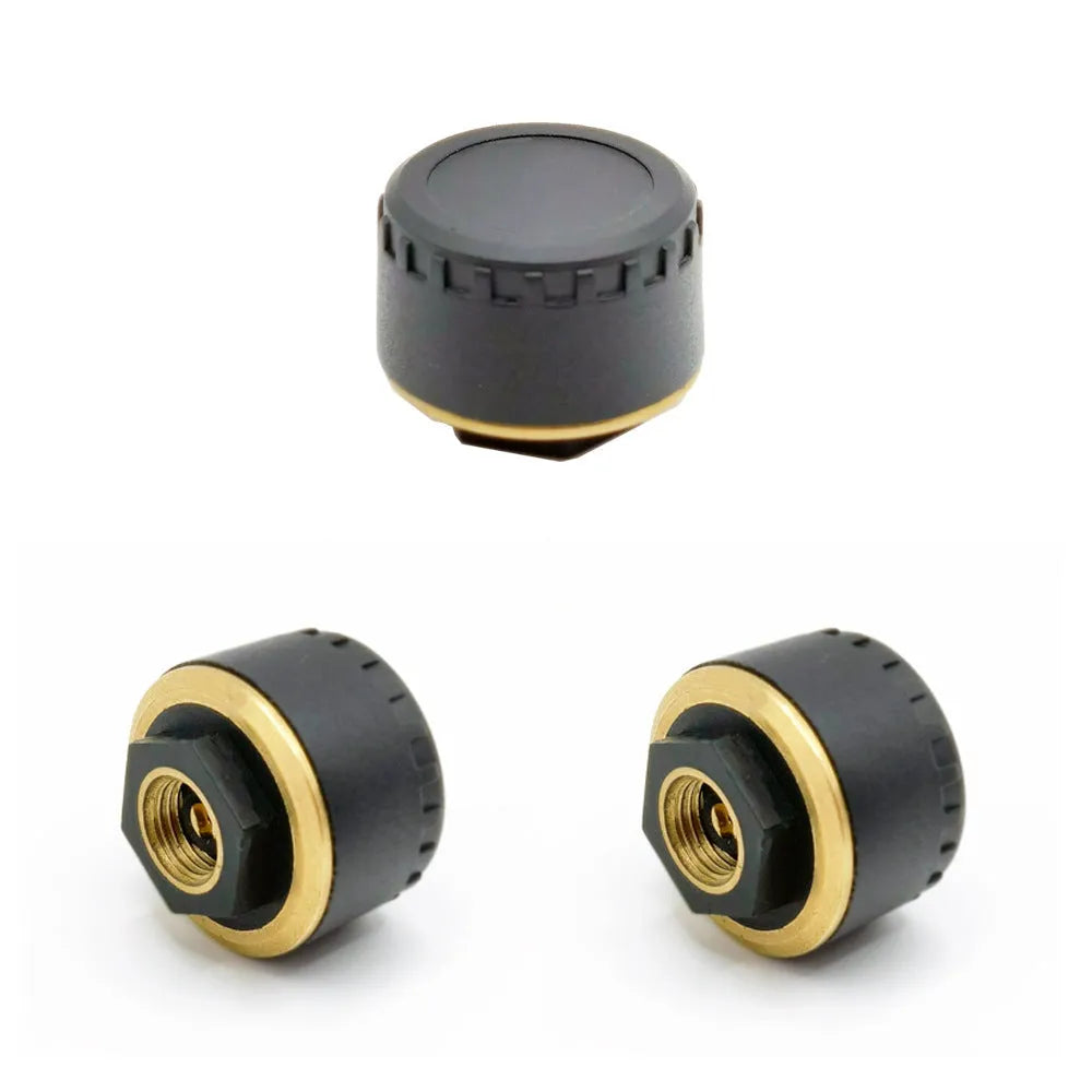 Black Bluetooth tyre pressure monitor set with four units for car tyre safety monitoring