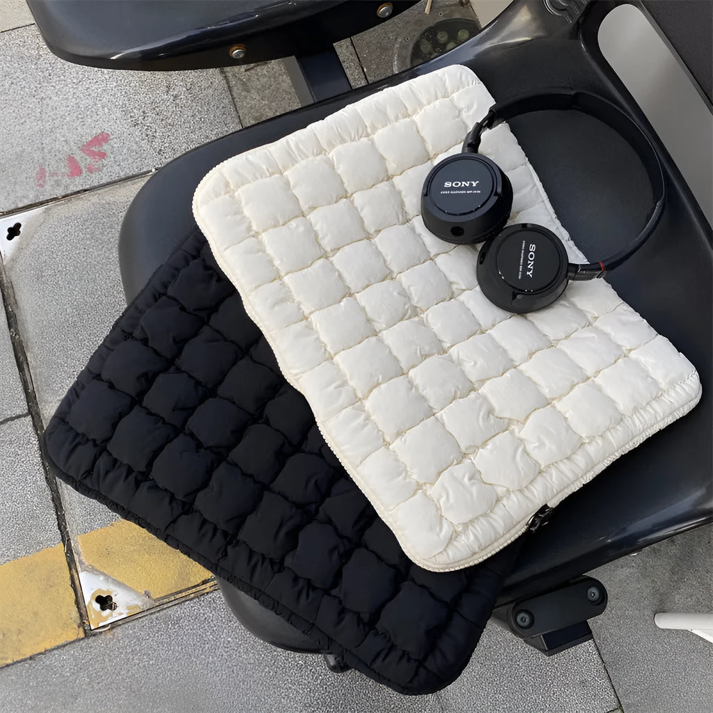 Large capacity cloud cotton nylon laptop bag in black or white colour with size options for 11-inch to 15.6-inch laptops