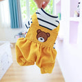 Bread bear design teddy fleece-lined dog overalls for small to medium dogs, polyester material, four-leg style