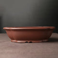 Handmade purple clay bonsai basin with classical Chinese design, 25cm by 20cm ceramic flower pot