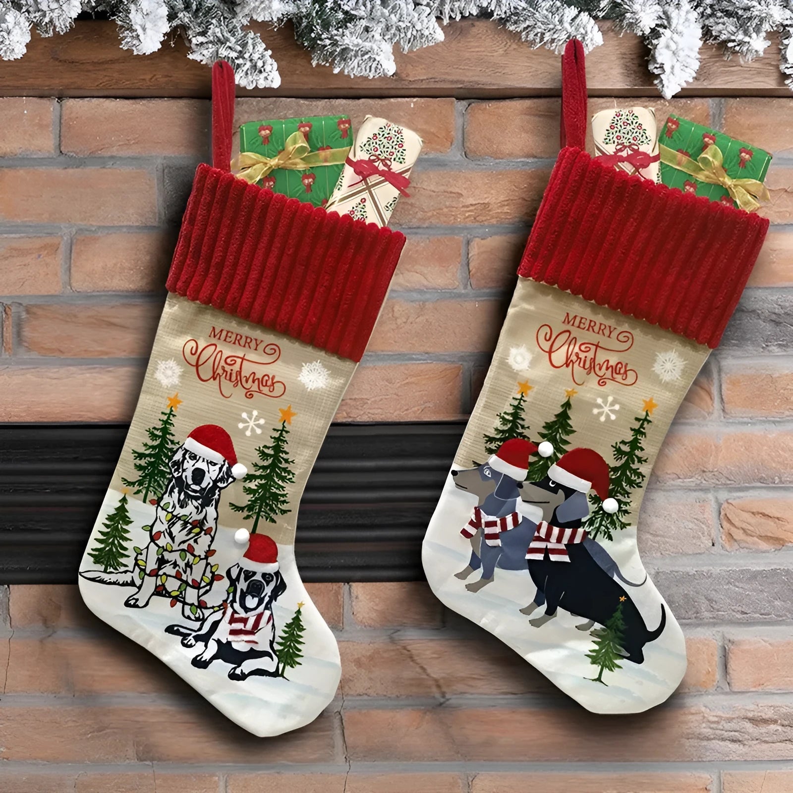 Cloth Christmas tree pendant measuring 46 by 28 cm for pet dress up and fireplace decor
