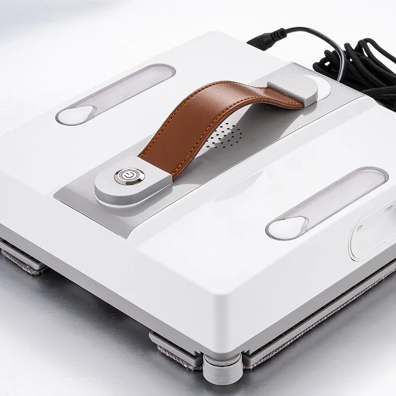 White intelligent window cleaning robot for high-rise windows with app and voice control features