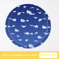 Round pet cooling mat with cartoon design options in beige, blue and white colour schemes