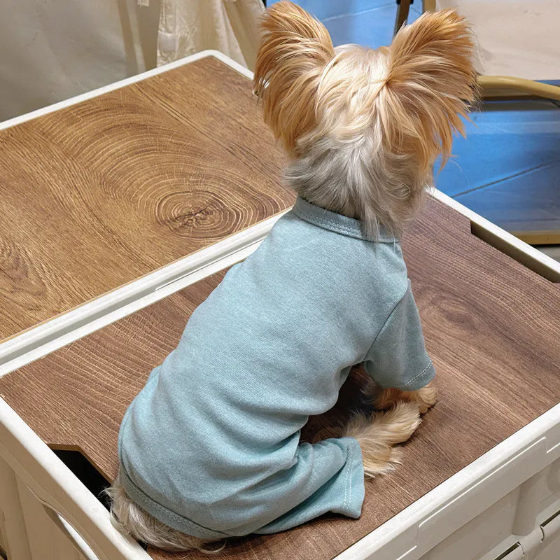 Cotton four-legged pet clothing for small dogs solid colour undershirt in green