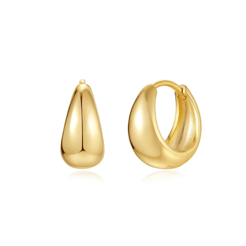 Brass diamond earclip earrings with electroplated golden finish and geometric design