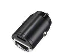 Compact black zinc alloy car cigarette lighter USB charger showing 45mm size
