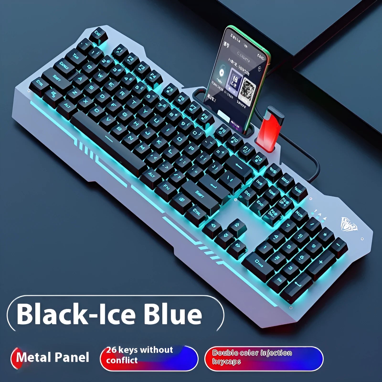 F3010 mechanical keyboard and S50 mouse bundle with LED lighting in black or white colour options