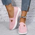 Flat platform wedge casual sneakers with car stitching mesh upper in solid colour black blue pink