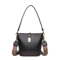 Korean-style black bucket shoulder bag with internal organisation compartments
