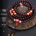 Men's rosewood bracelet with 108 beads and lapis lazuli stone accent, shown in 8mm size.