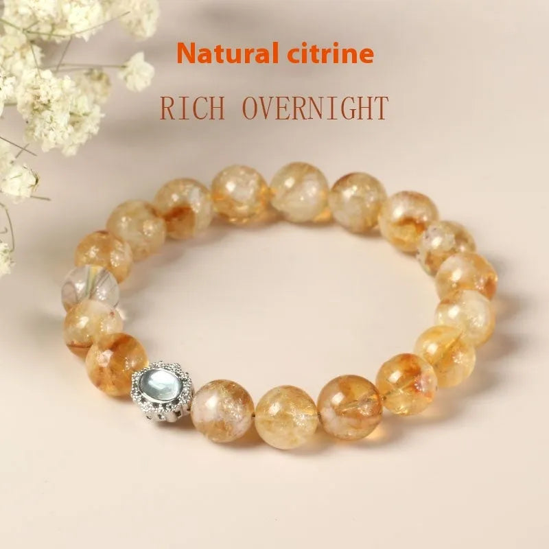 Geometric citrine crystal bracelet with 10mm shapes and grinding treatment