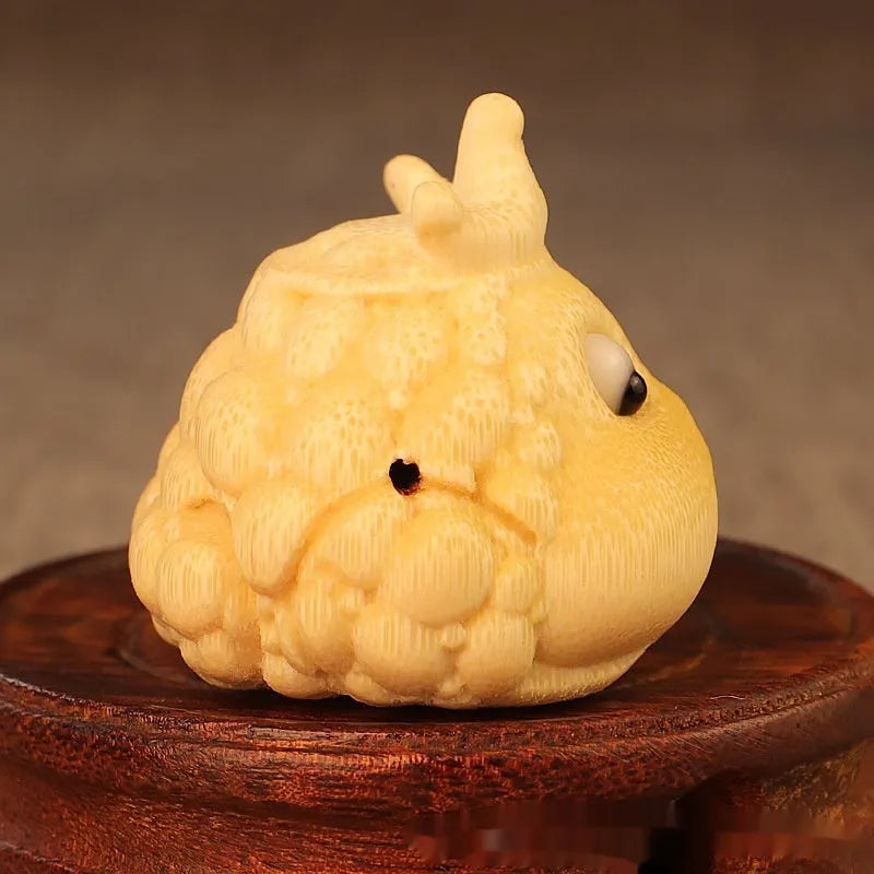 Solid bamboo carving ornament of Crown Princess Toad in 5.0 size with cute style design