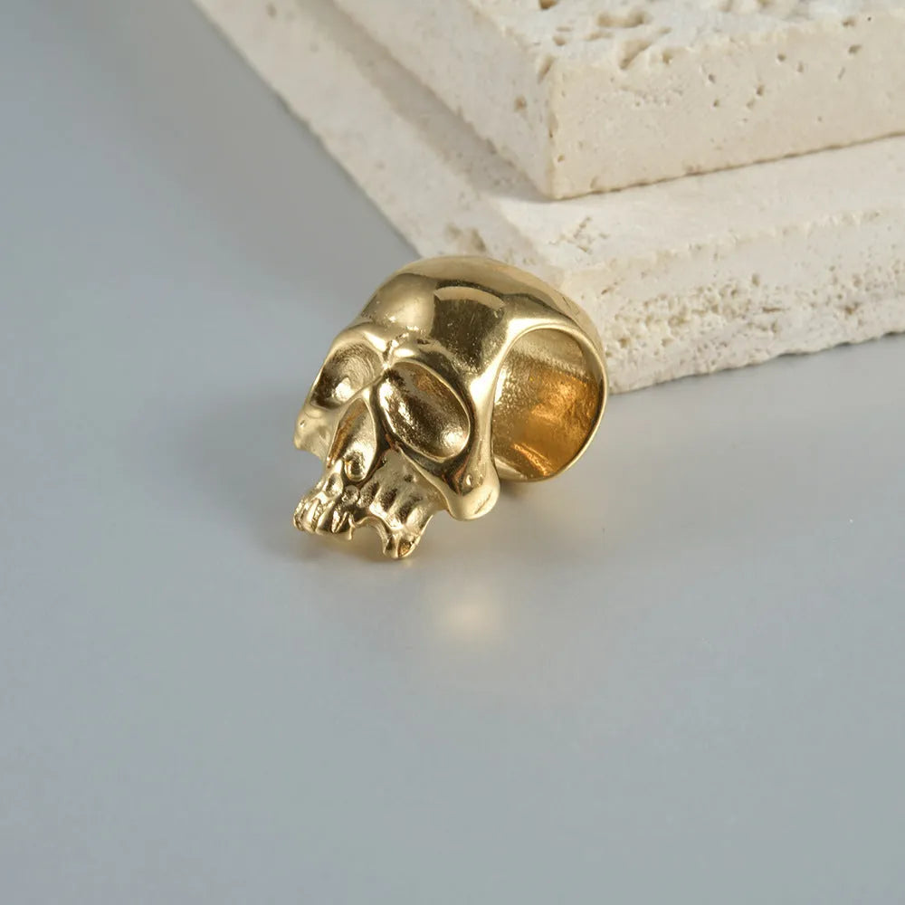 Personalised stainless steel hollow skull Buddha earrings with electroplated colour finishes