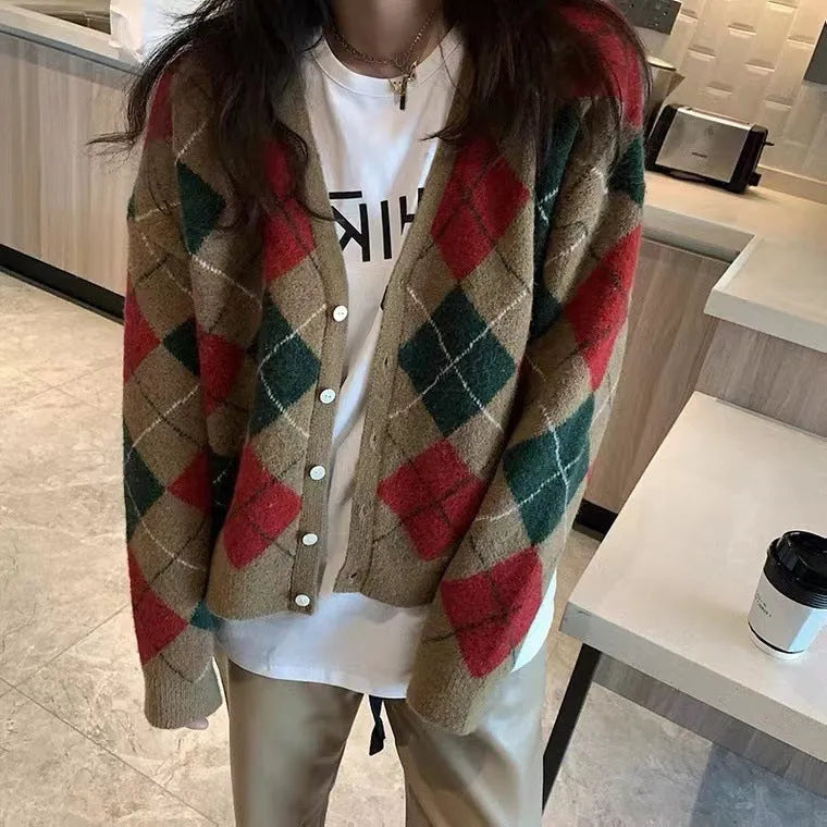 Japanese Korean style casual cardigan in acrylic knit fabric showing macaron colour options