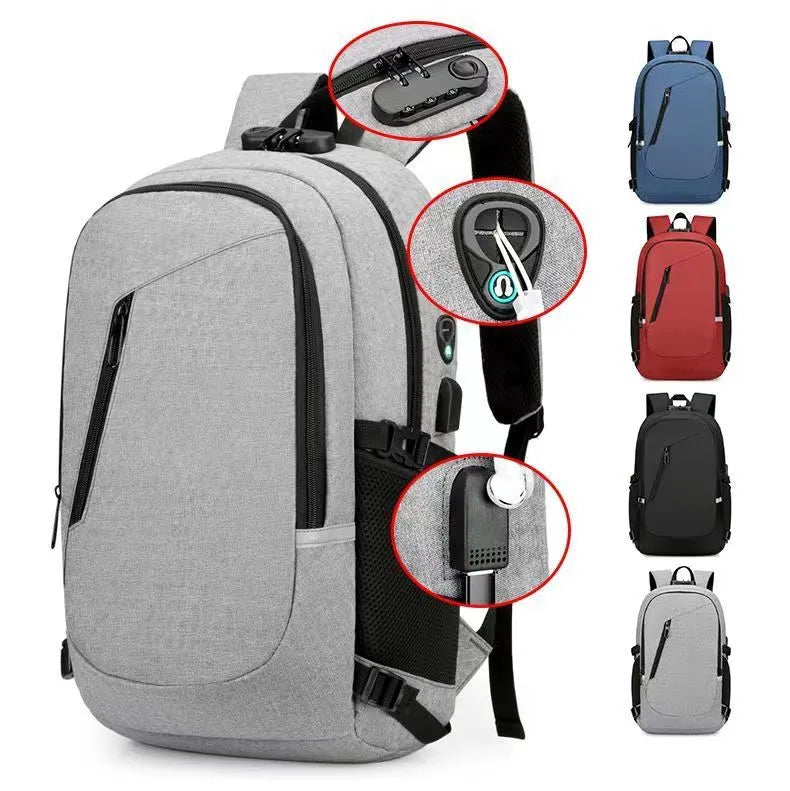 Street-style grey Oxford cloth computer backpack with 20-35 litre capacity for daily use.