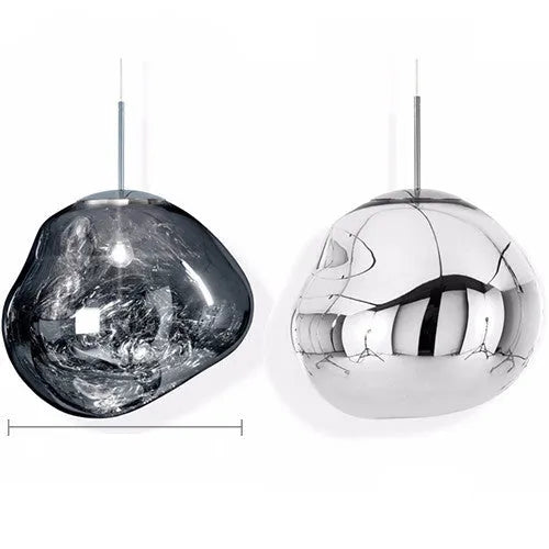 Nordic lava lamp chandelier with irregular glass design in gold, silver, or wine red colour options