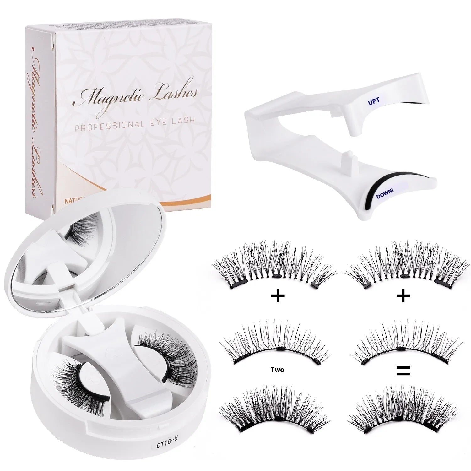 Portable CT10 magnetic false eyelashes with integrated soap holder in chemical fibre material