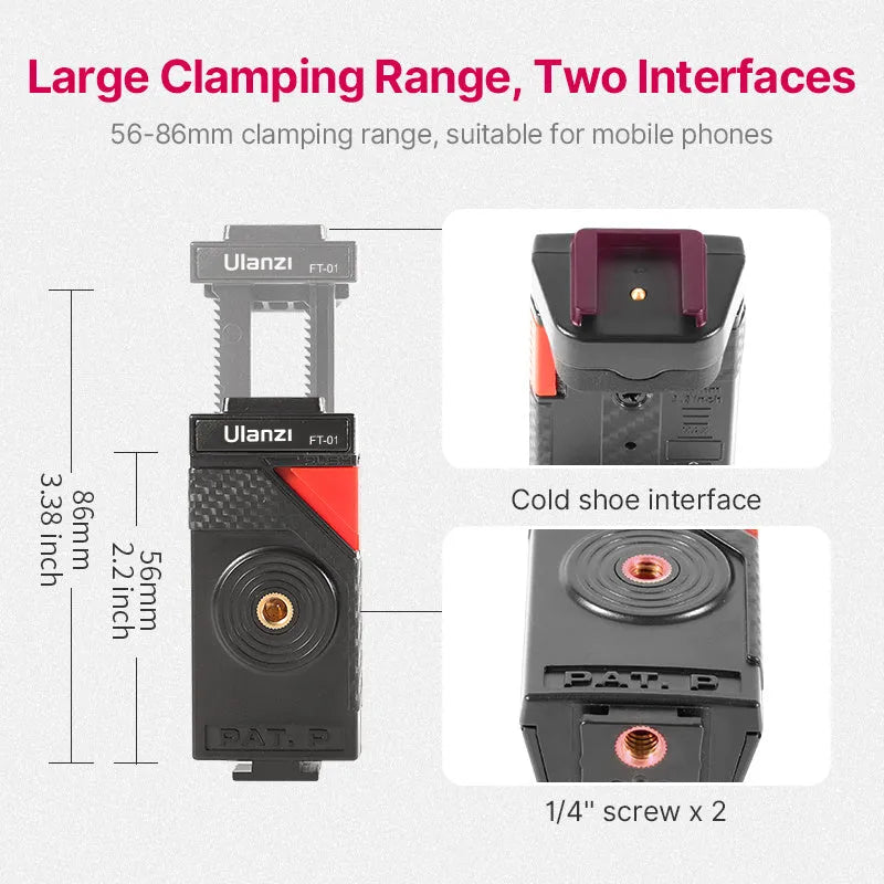 Black octopus mobile phone tripod set with aluminum alloy legs and phone clip, 360mm length