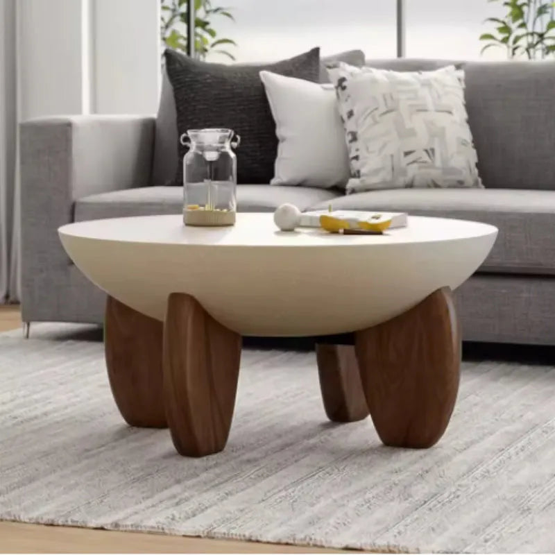 White solid wood coffee table with storage compartment and height adjustment mechanism