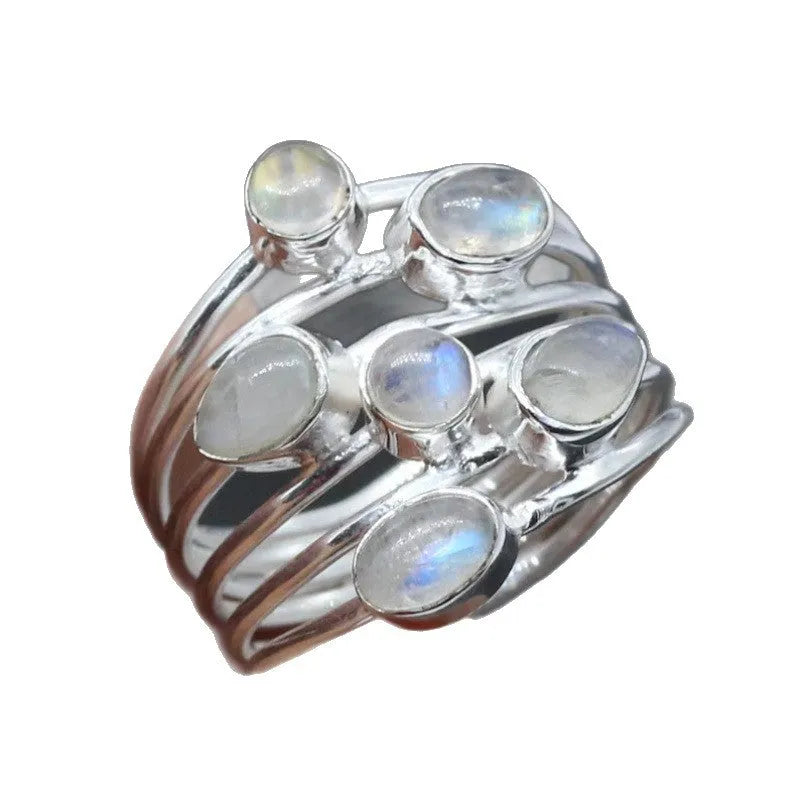 Silver irregular wide band zinc alloy ring for women on finger