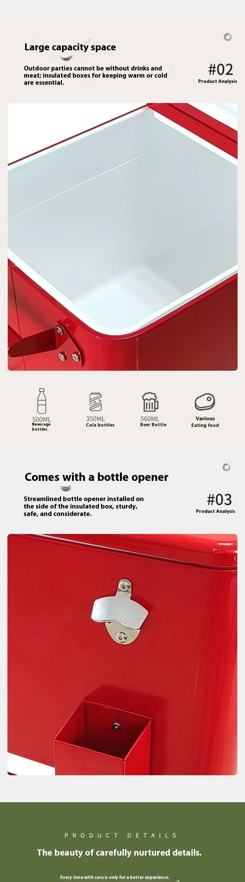 Red insulated trolley with iron frame and 750 capacity for outdoor cooling