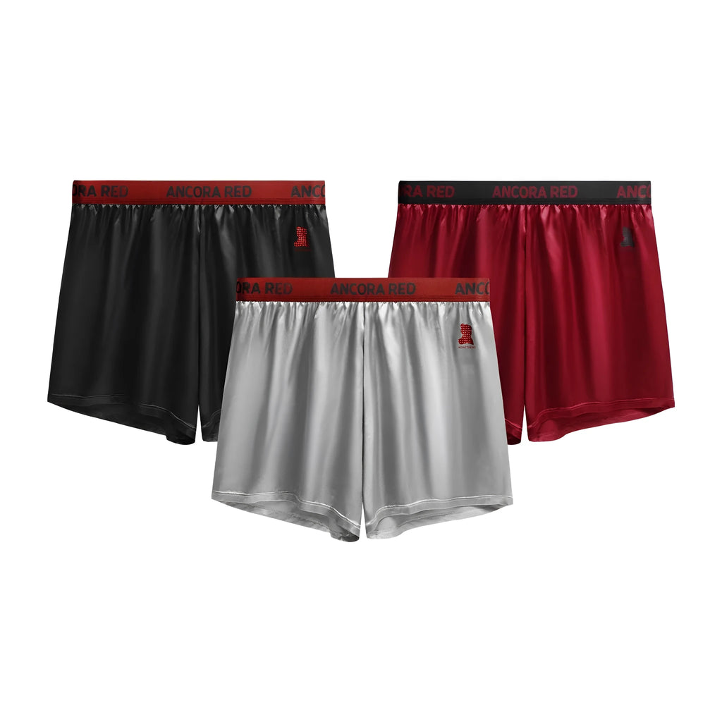 Solid colour men's polyester boxer briefs in six colours with mid-waist design
