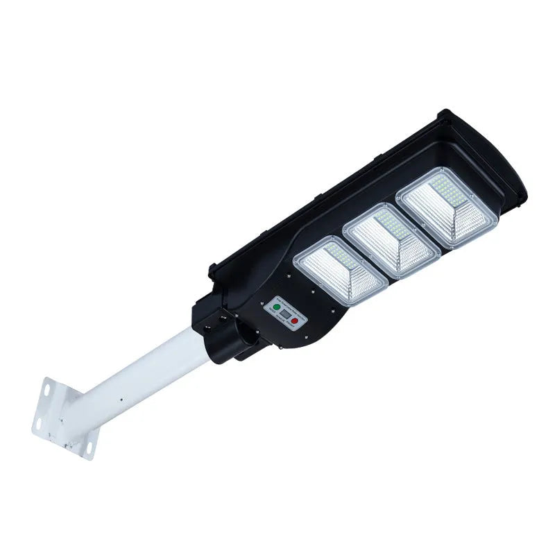 Integrated solar street light with LED illumination and remote control for outdoor household use