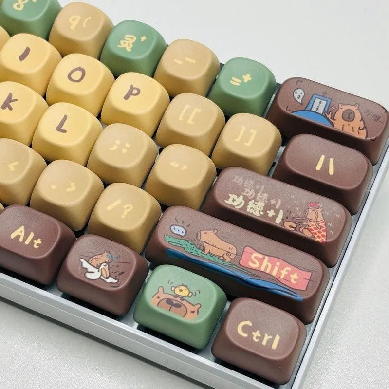 Capabala mechanical keyboard keycaps set showing 130 ABS keycaps with MOA height profile design