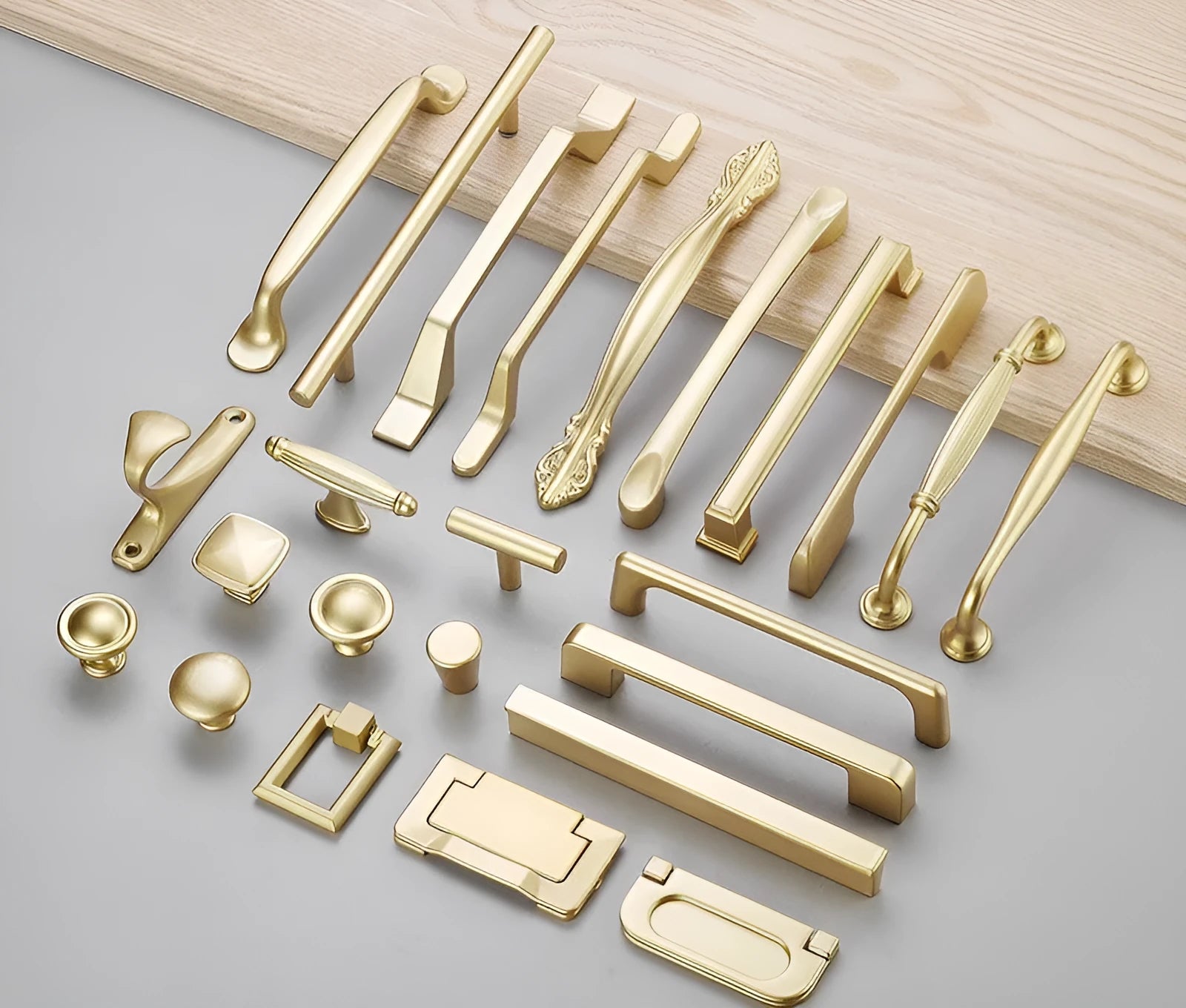 Gold T-shaped aluminium alloy cabinet handle for single hole mounting