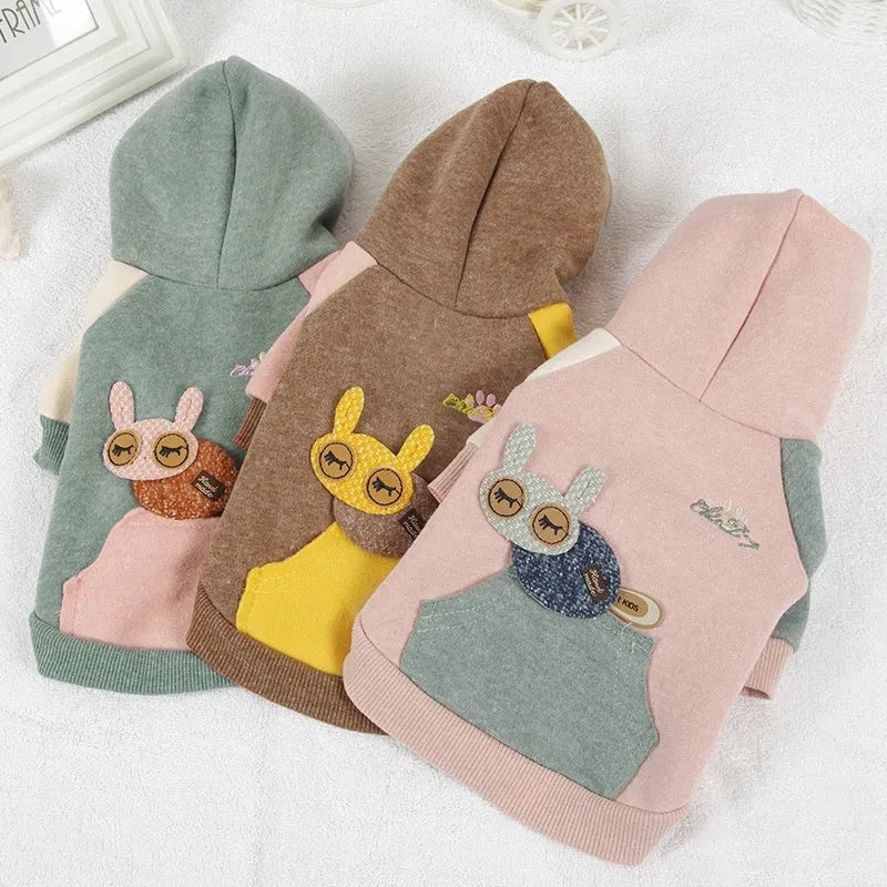 Brown cotton pet sweatshirt for dogs and cats, shown in size M.