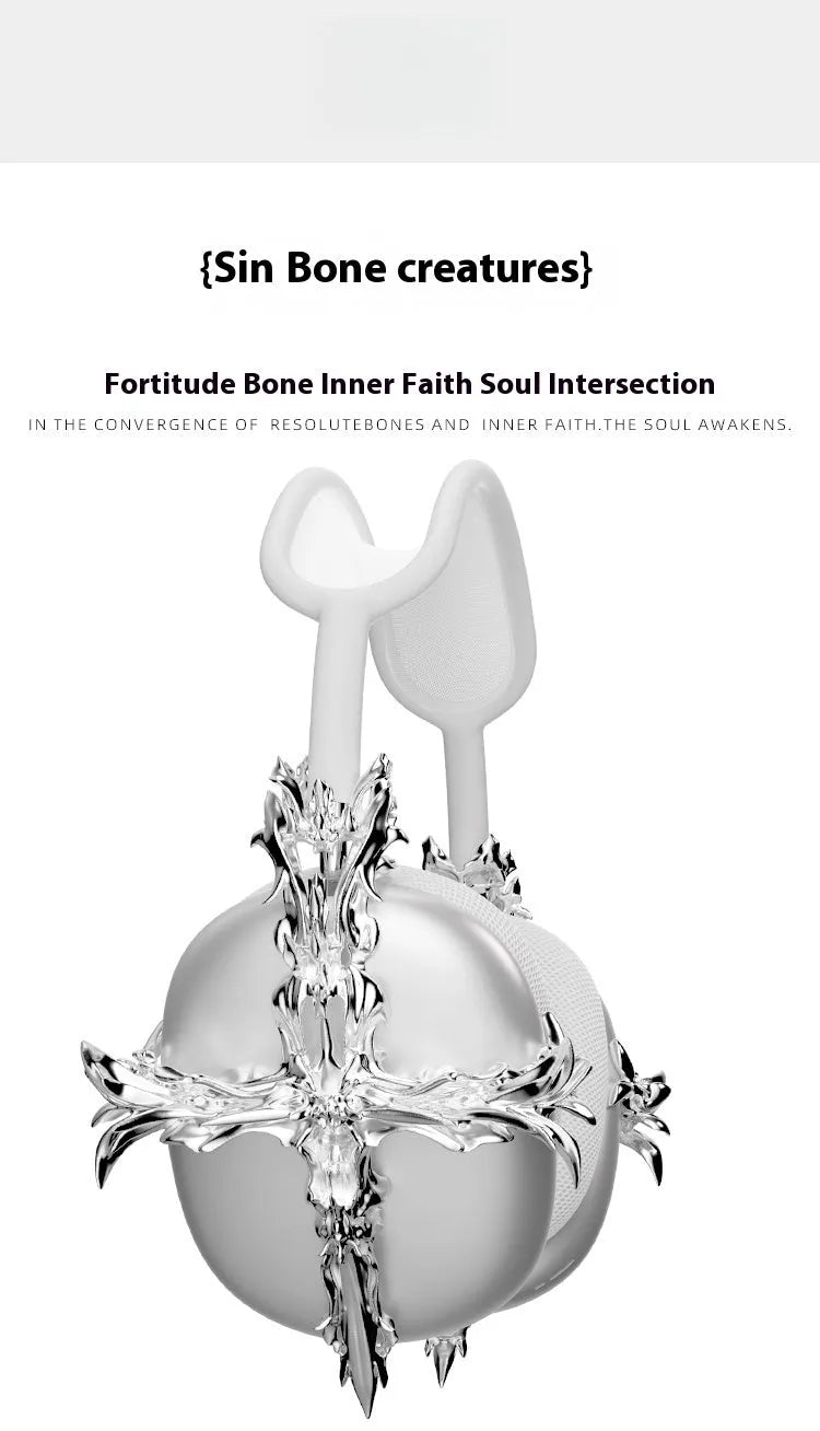 Gothic cross design resin headphone cover for Apple AirPods Max in silver colour