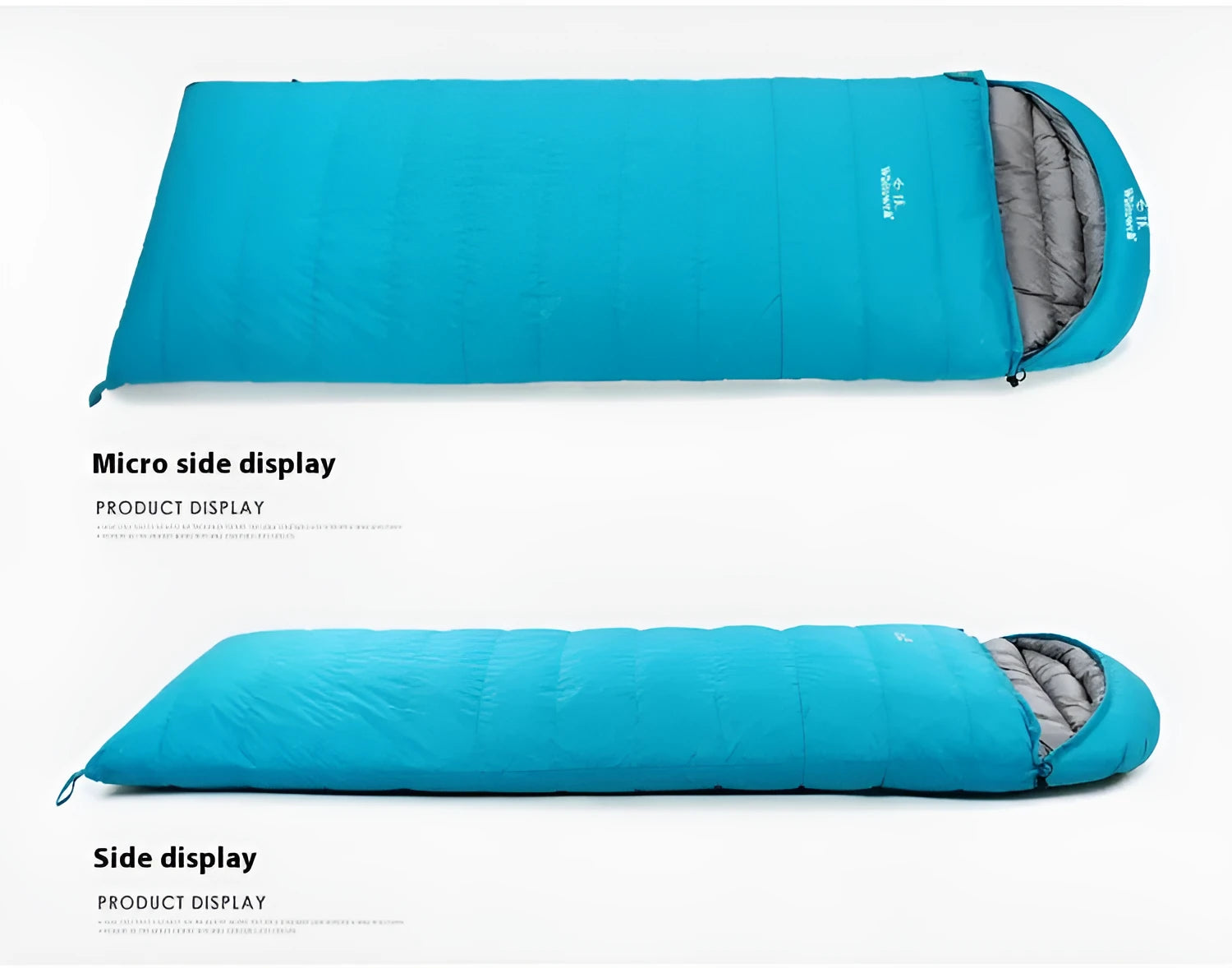 Black outdoor sleeping bag with goose down filler and envelope structure for adult camping use