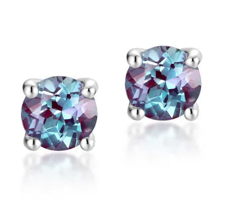 925 sterling silver ear studs with cultivated Alexander stone geometric design