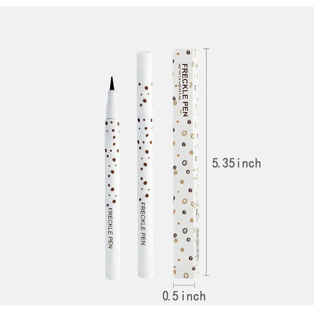 Dark brown waterproof freckle pen for creating natural-looking sunkissed makeup on face and body