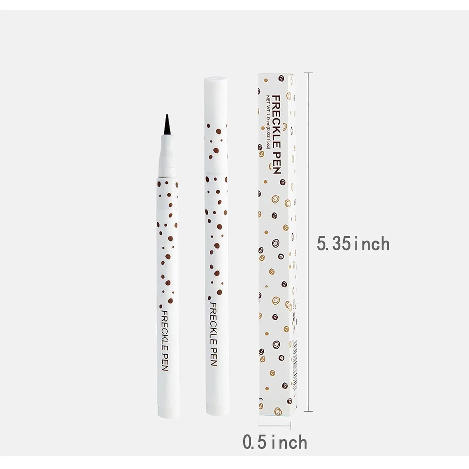 Dark brown waterproof freckle pen for creating natural-looking sunkissed makeup on face and body