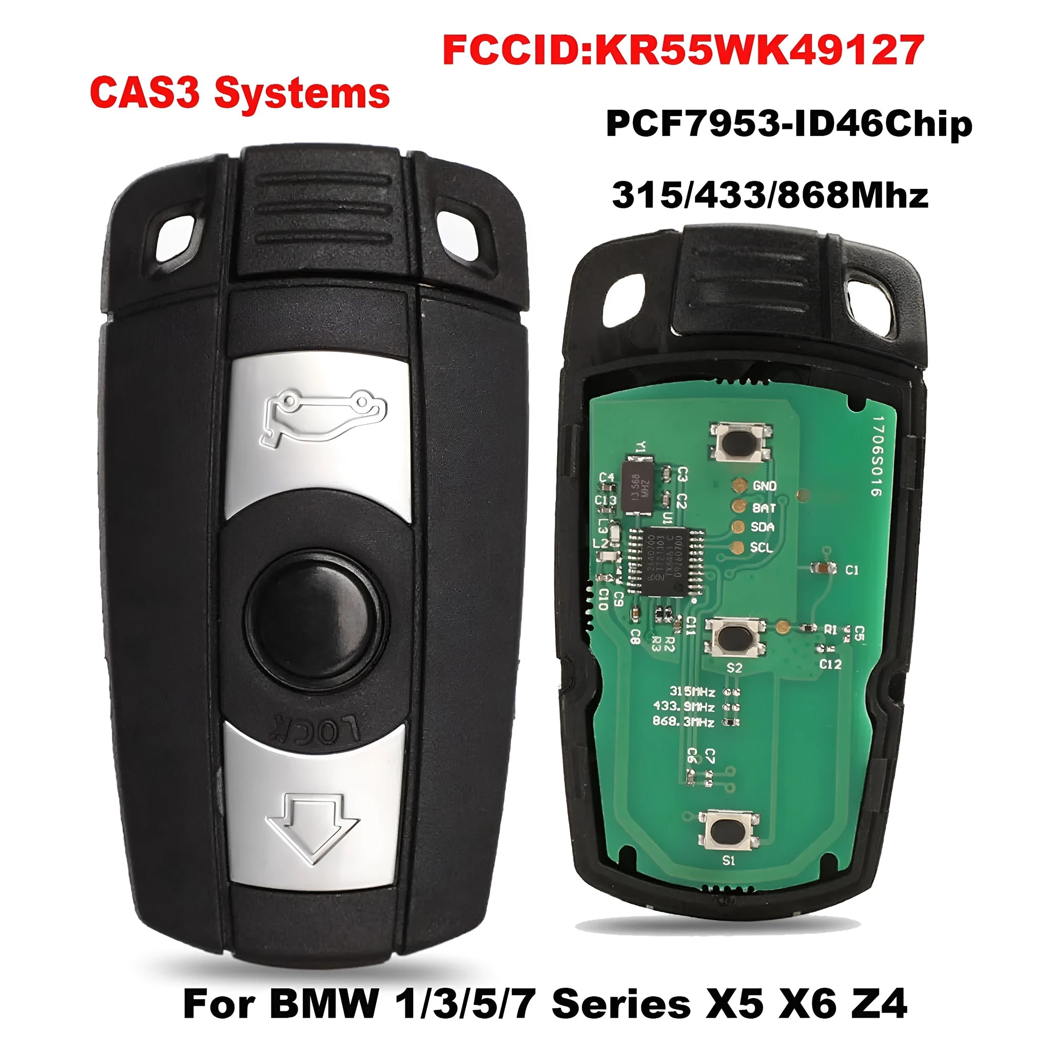 BMW CAS3 remote control key replacement with three keys showing metal and plastic construction
