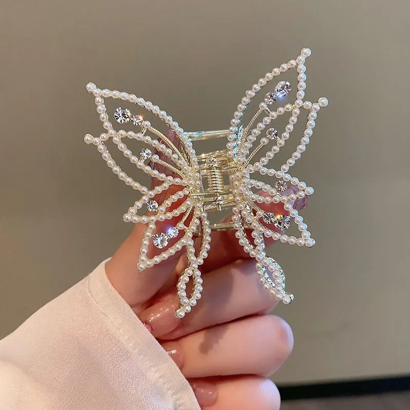 Butterfly design women's hair clip barrette with alloy construction and electroplated finish