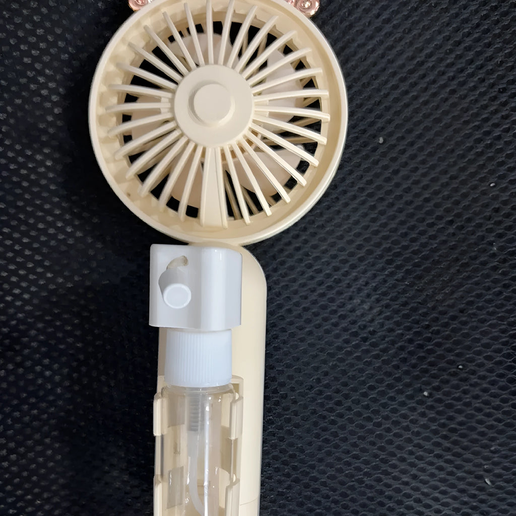 Personalised plastic USB handheld nozzle fan in five colour options with name engraving.