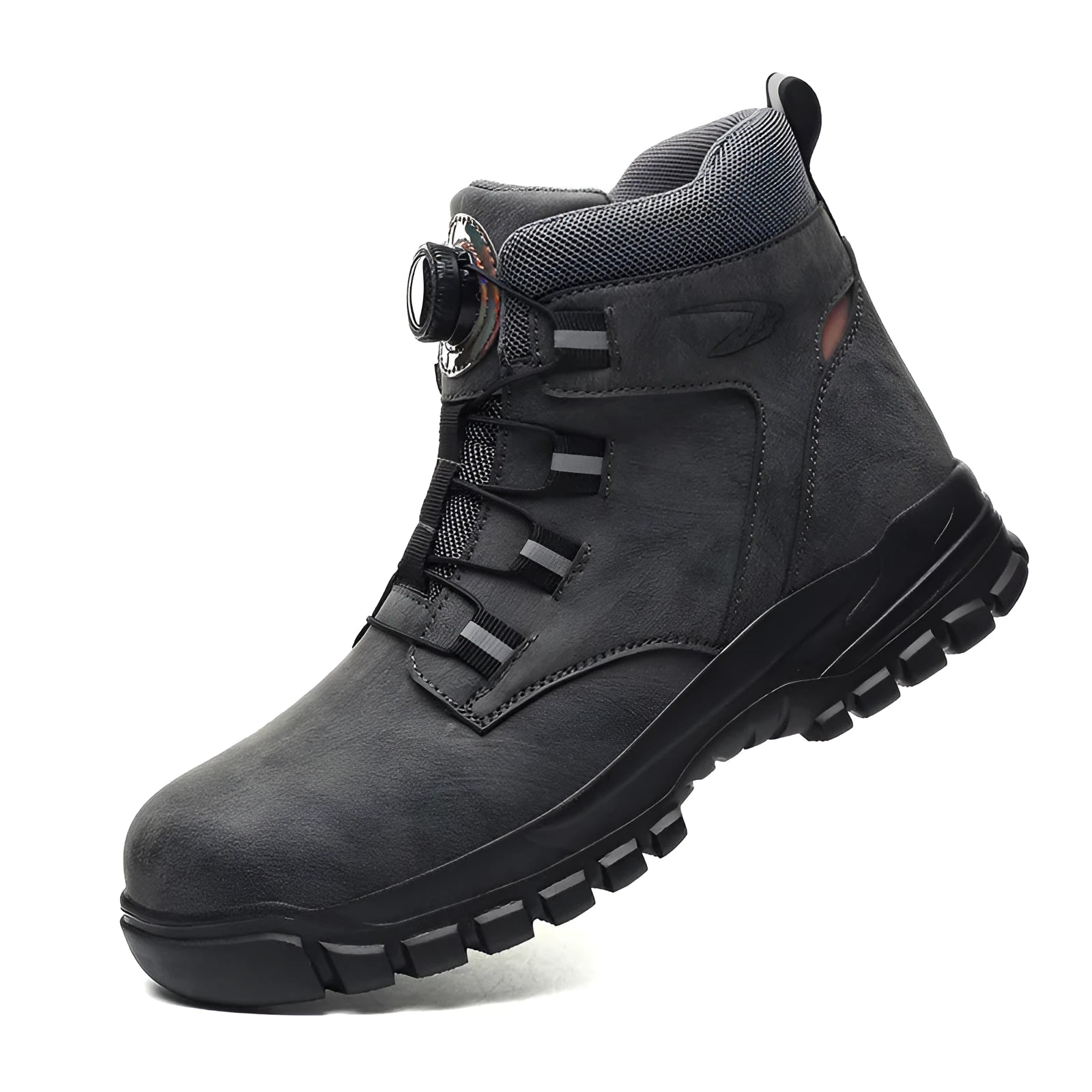 Men's black labour protection shoes with safety toe design for construction work