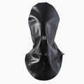 Black leather fetish mask with eyeholes and adjustable strap for BDSM training