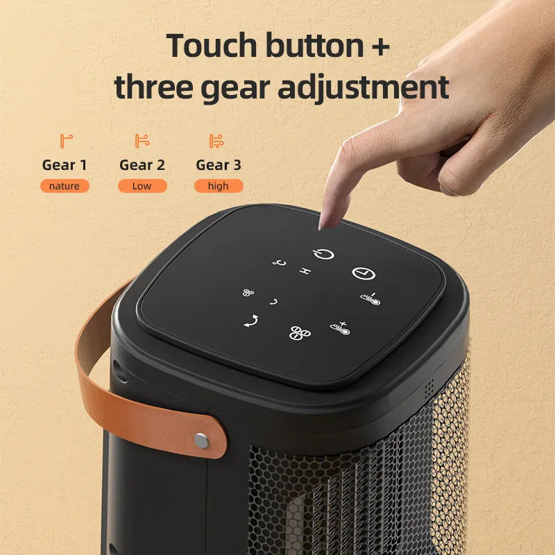 PTC electric heating radiator with touch screen display and remote control for hot and cold air.